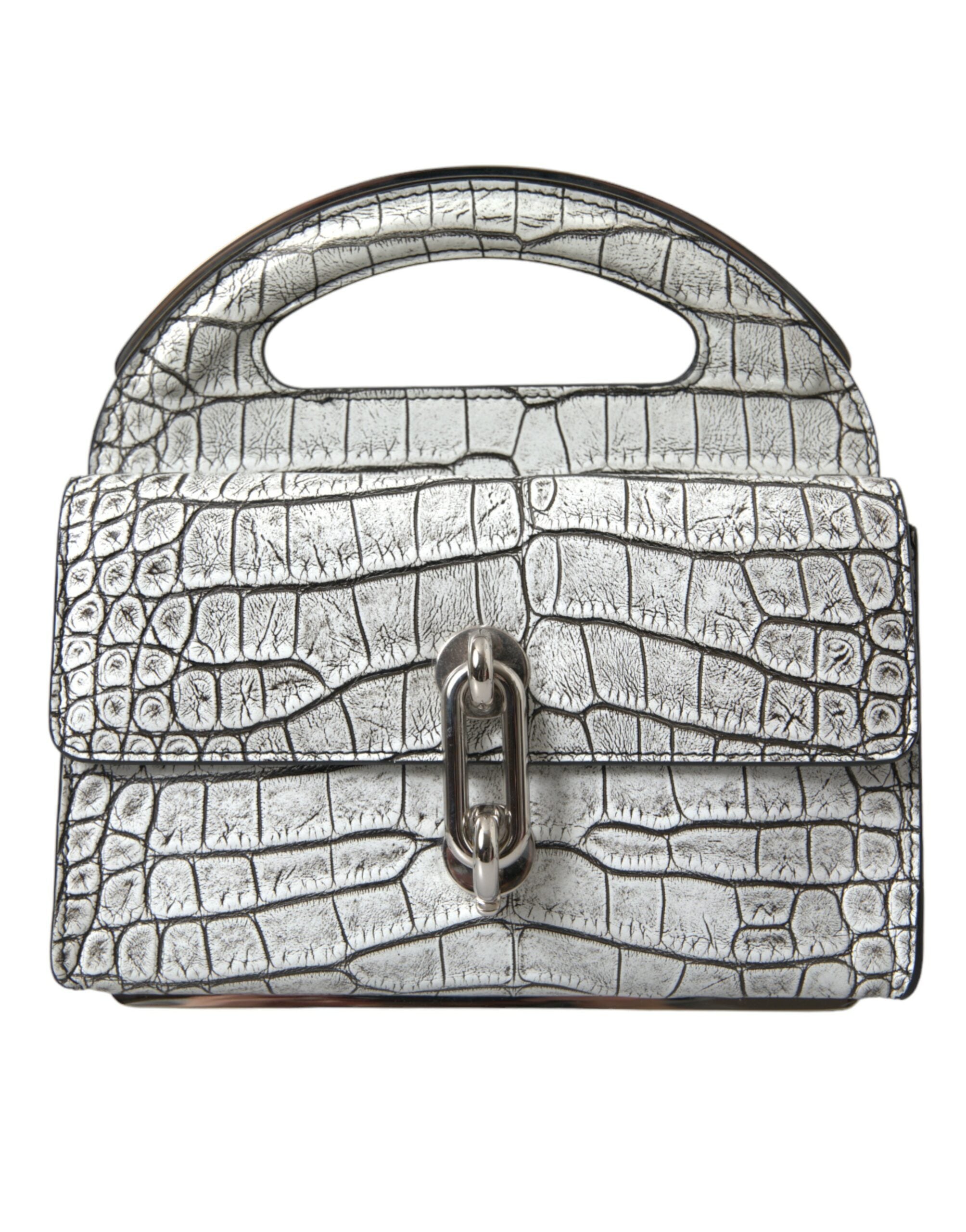Balenciaga – Minitasche aus Alligatorleder in Metallic-Silber