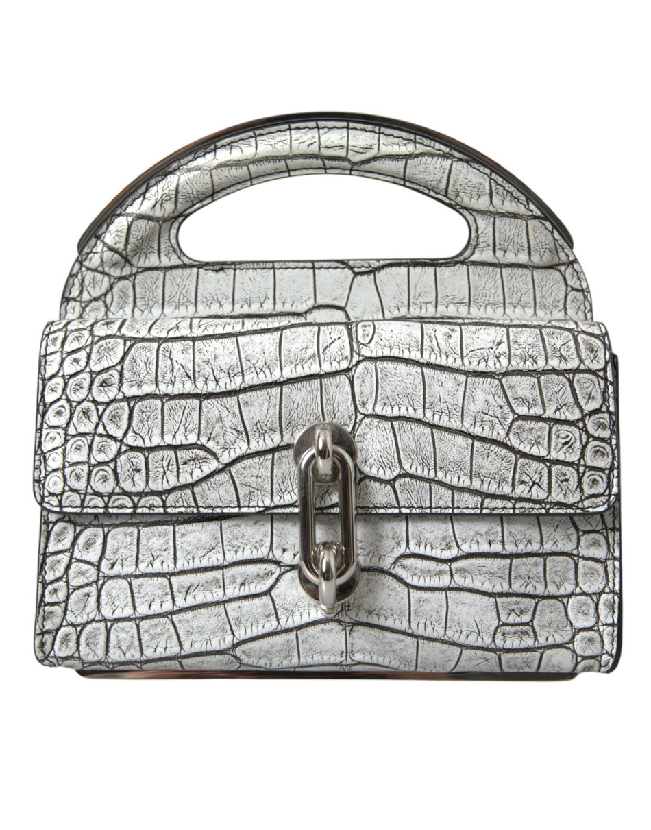 Balenciaga Metallic Silver Alligator Leather Mini Bag