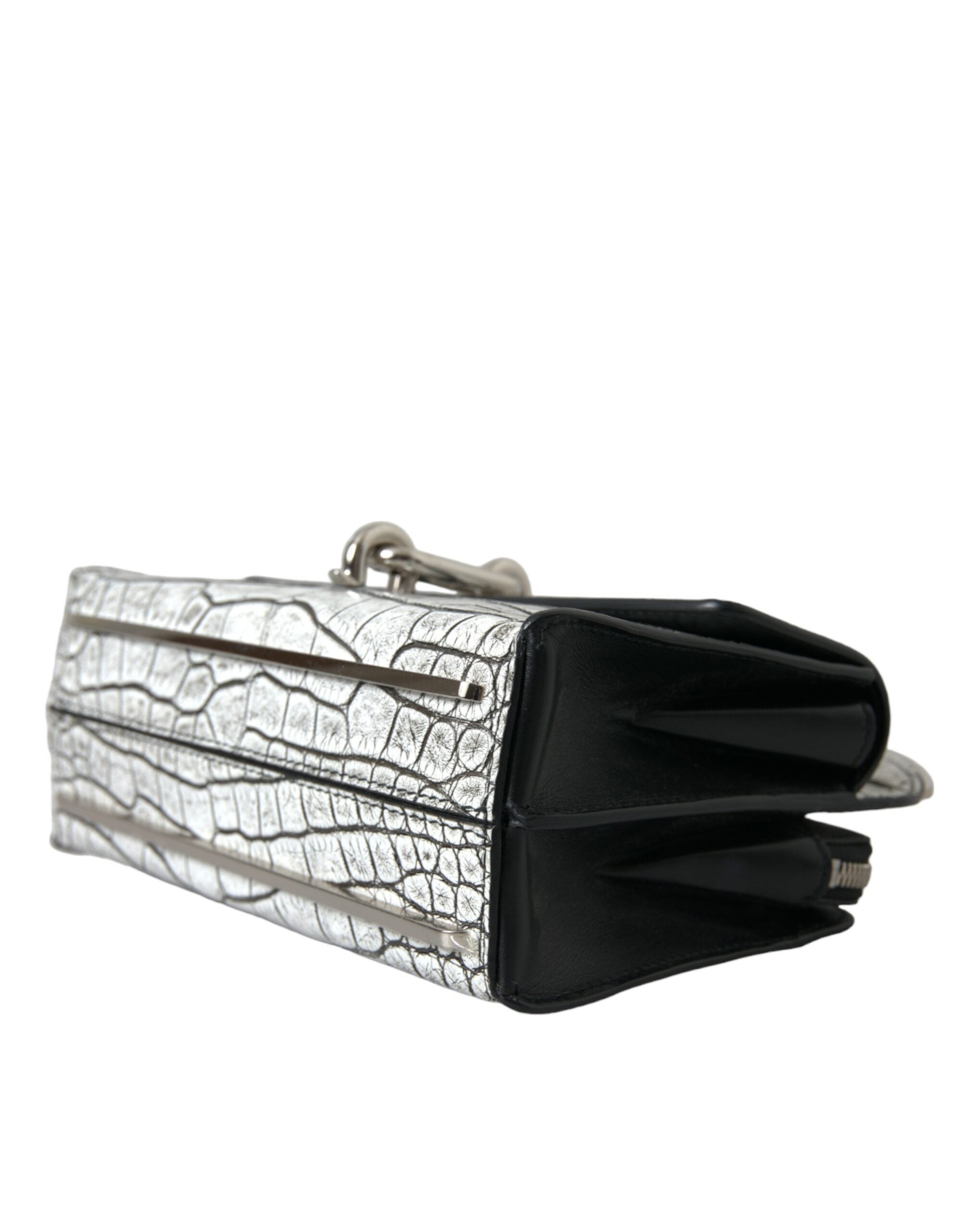 Balenciaga – Minitasche aus Alligatorleder in Metallic-Silber