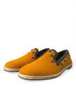 Dolce & Gabbana – Exklusive orangefarbene Canvas-Loafer mit Nieten