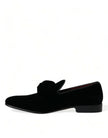 Dolce & Gabbana Mocasines de terciopelo negro Zapatos de vestir formales
