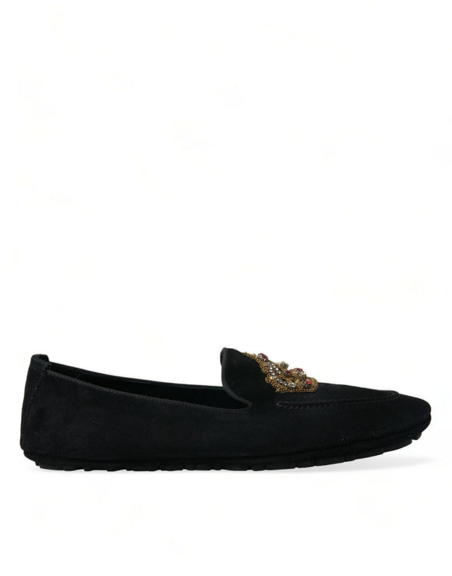 Dolce & Gabbana – Loafer aus schwarzem Kalbsleder mit Kristallen