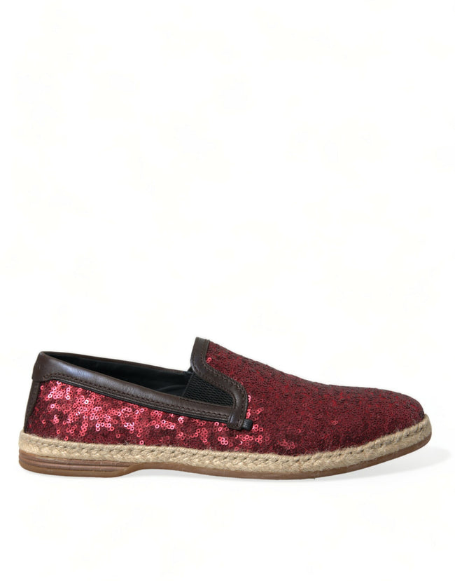 Dolce & Gabbana – Rote Leder-Loafer mit Pailletten