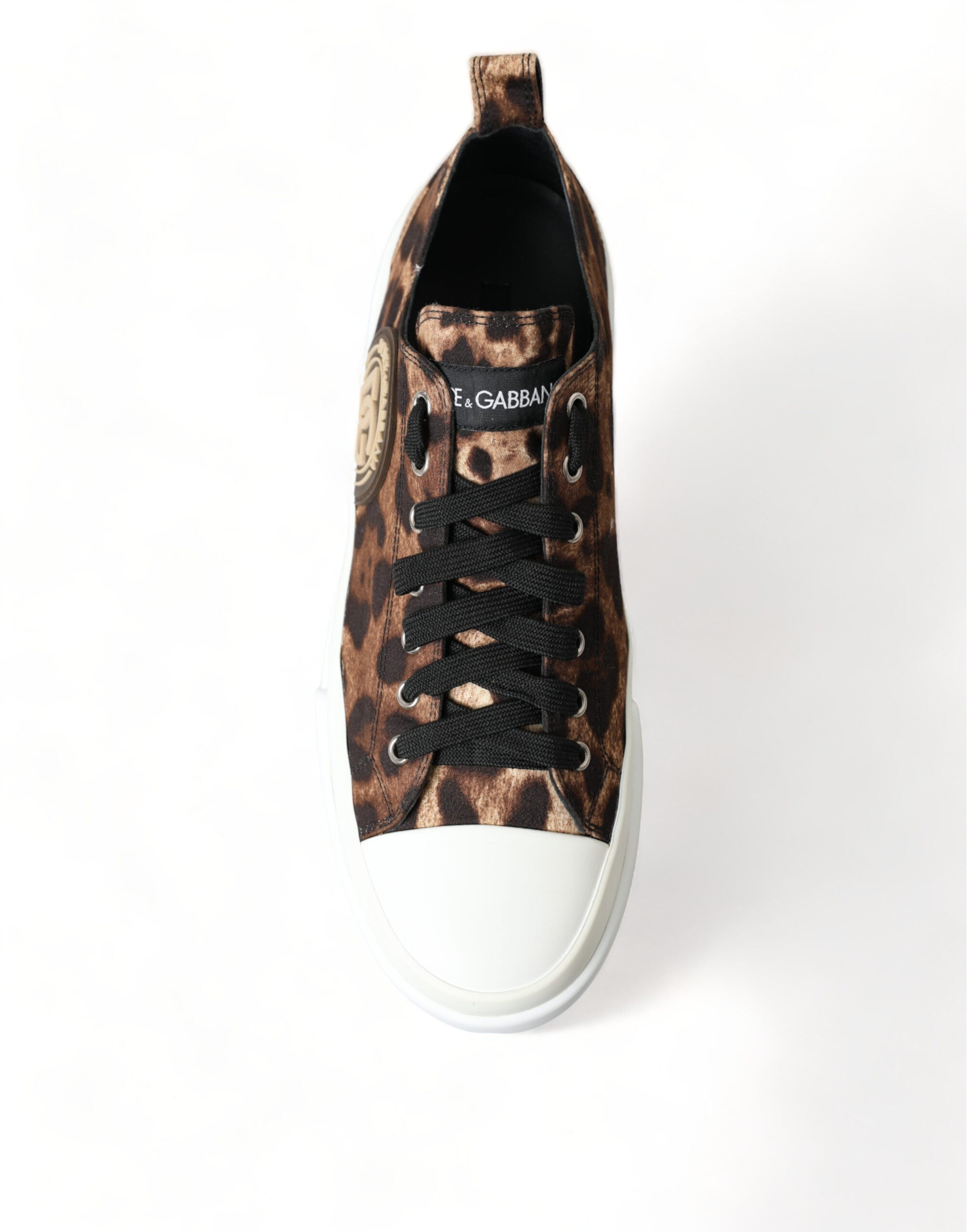 Dolce & Gabbana Zapatillas de lona de leopardo marrón Zapatos