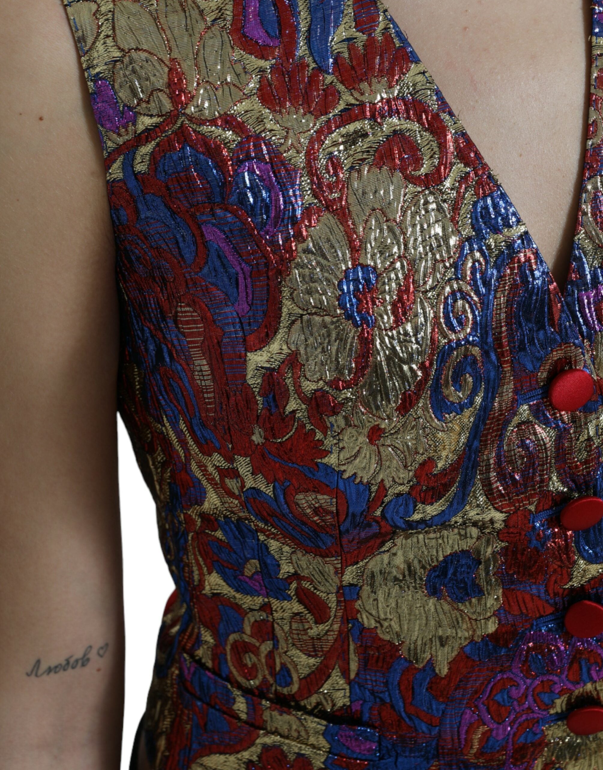 Dolce & Gabbana Top sin mangas con botones en jacquard multicolor