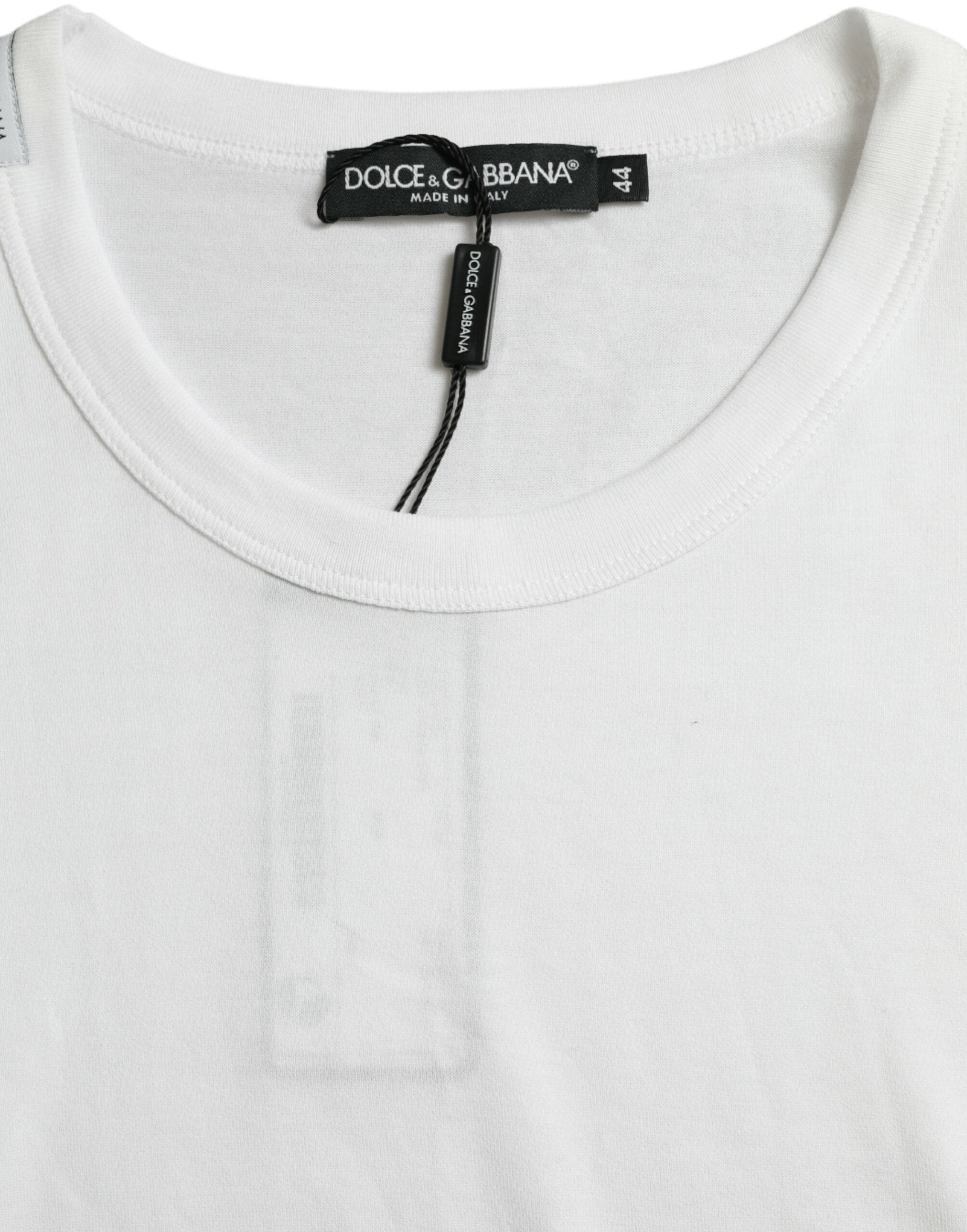 Dolce & Gabbana – Weißes T-Shirt mit Rundhalsausschnitt und kurzen Ärmeln und Logo