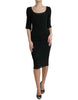 Dolce & Gabbana Black Floral Lace Bodycon Midi Dress