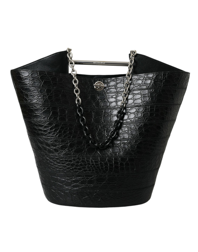 Balenciaga – Elegante Maxi-Beuteltasche aus schwarzem Krokodilleder