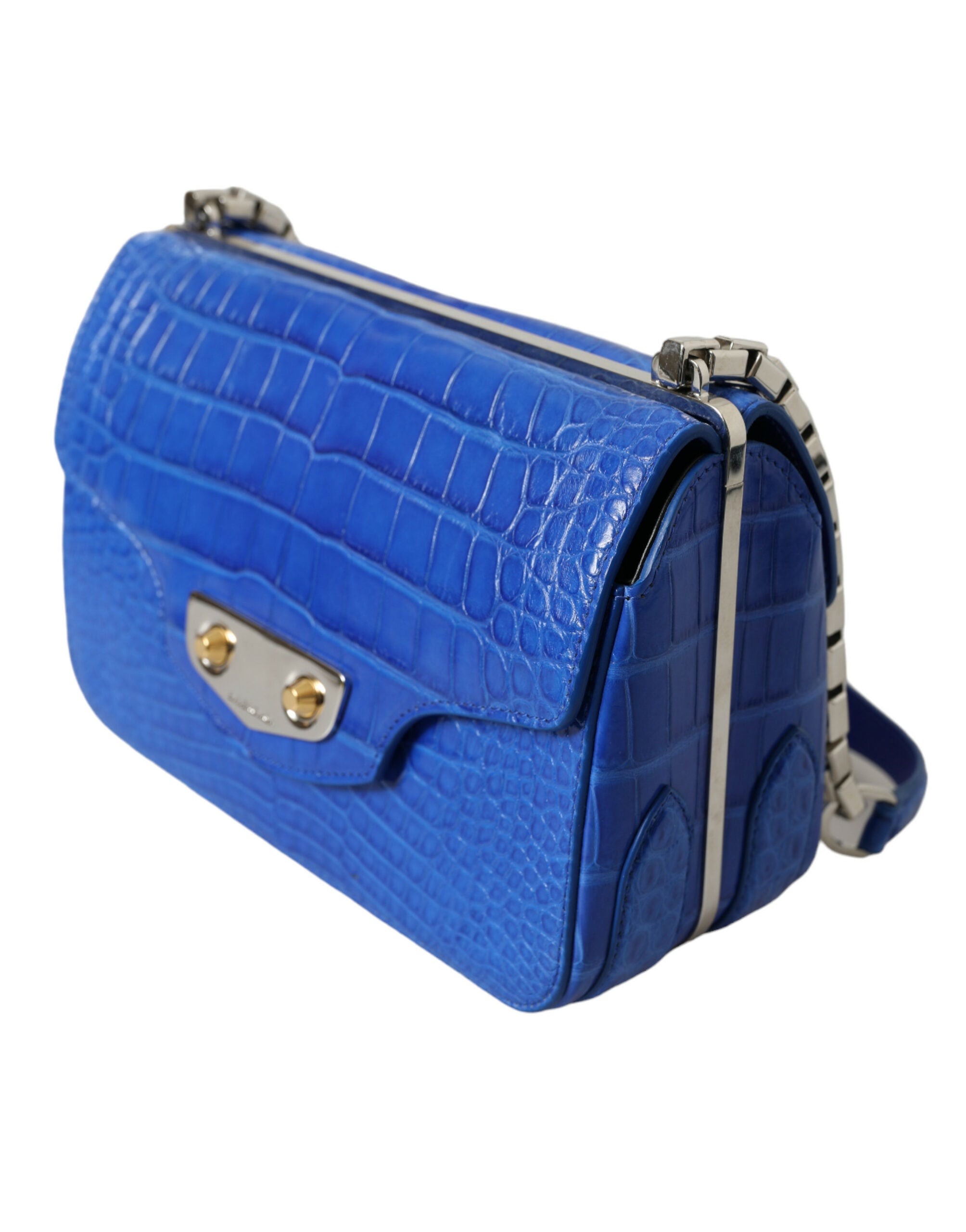 Balenciaga Mini-Umhängetasche aus Alligatorleder - Elegantes Blau