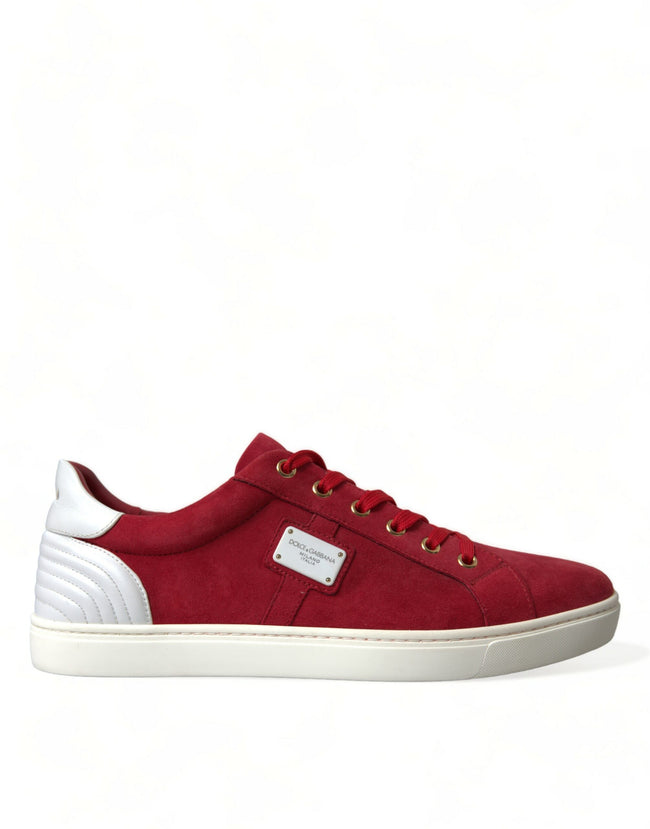 Dolce & Gabbana Elegant Red & White Low Top Sneakers