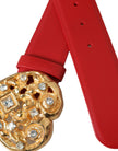 Roter Ledergürtel von Dolce & Gabbana mit goldener Herzschnalle aus Metall