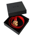Roter Ledergürtel von Dolce & Gabbana mit goldener Herzschnalle aus Metall