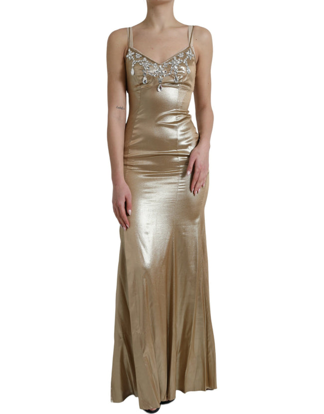 Dolce & Gabbana Vestido de gala con adornos de cristales dorados metalizados