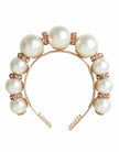 Dolce & Gabbana White Faux Pearl Crystal Embellished Headband Diadem