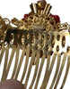 Dolce & Gabbana Gold Brass Crystal Heart Floral Hair Comb