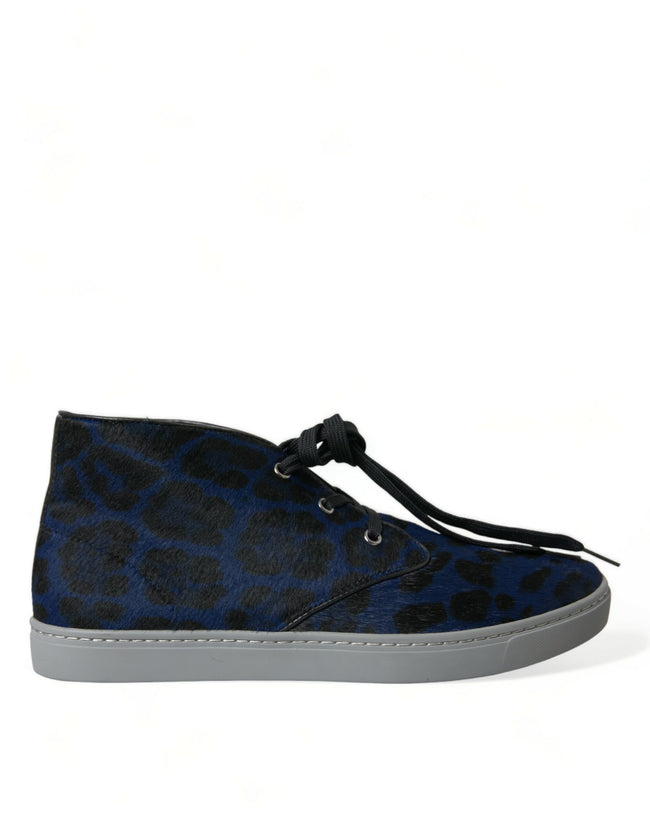 Dolce & Gabbana Zapatillas deportivas medias de leopardo de piel de becerro azul Zapatos