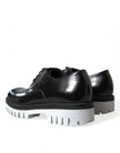 Dolce & Gabbana Zapatos de vestir Derby de cuero blanco y negro con cordones