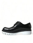 Dolce & Gabbana Zapatos de vestir Derby de cuero blanco y negro con cordones