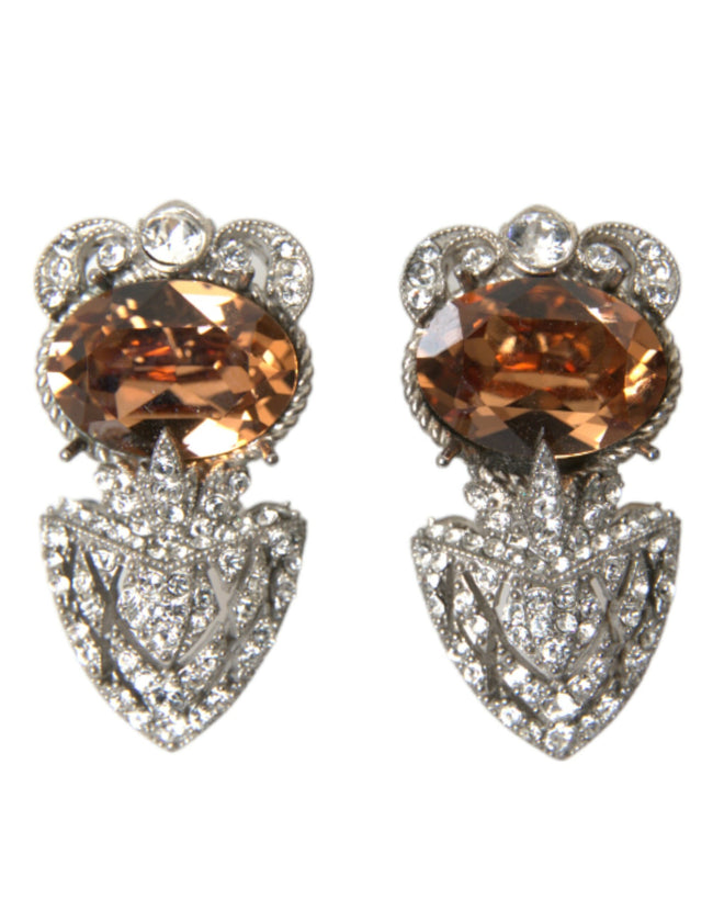 Dolce & Gabbana – Ohrringe aus 925er Sterlingsilber mit Schraubverschluss und orangefarbenem Kristall