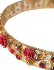 Dolce & Gabbana – Taillengürtel aus goldenem Messing mit roten Rosen und Kristallsteinen