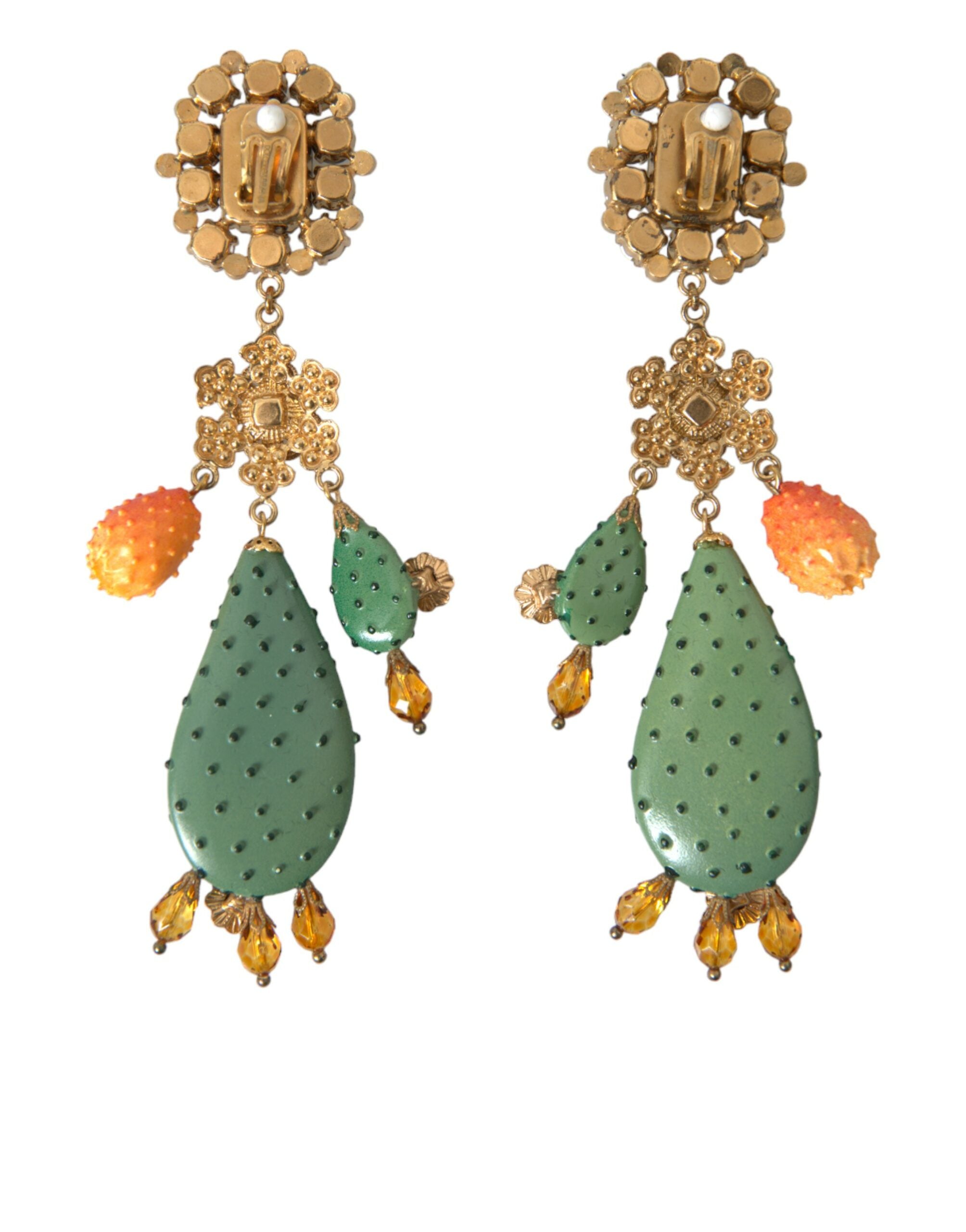 Dolce & Gabbana – Ohrclips mit grünem Kaktus-Kristall