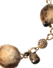 Dolce & Gabbana – Collier-Kettengürtel aus goldenem Messing mit Leopardenfell und Perlen