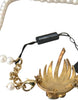 Dolce & Gabbana Halskette mit Baumanhänger aus goldenem Messing mit Kristallperlen