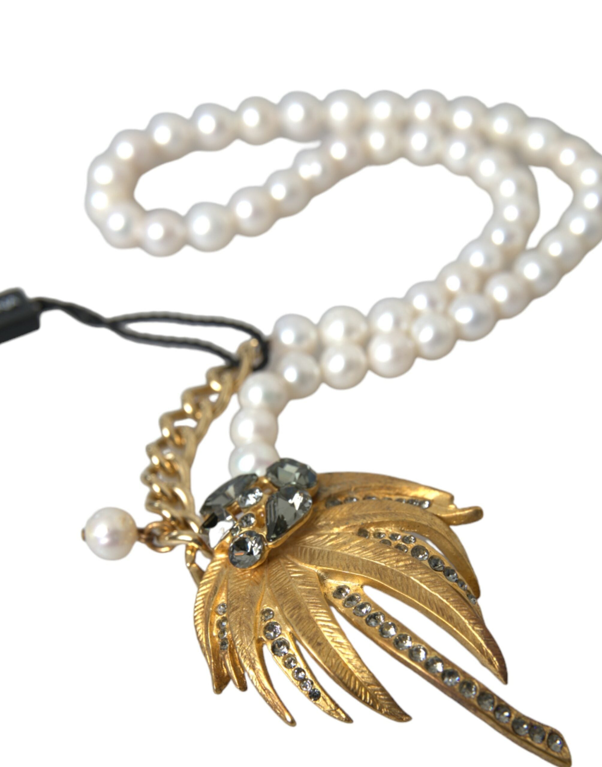 Dolce & Gabbana Halskette mit Baumanhänger aus goldenem Messing mit Kristallperlen