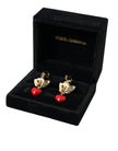 Dolce & Gabbana – Ohrringe aus goldenem Messing mit Herz und rotem Kristall