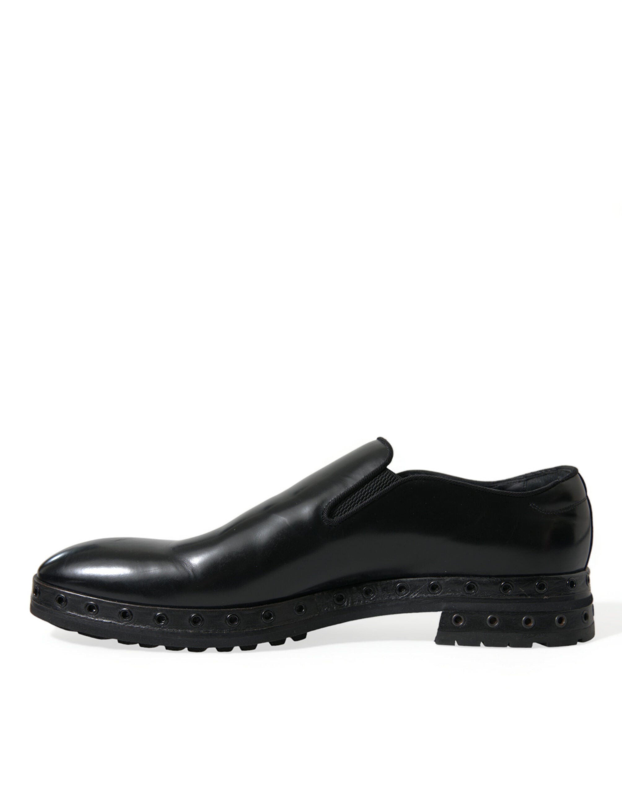 Dolce & Gabbana Zapatos de vestir mocasines de cuero negro con tachuelas