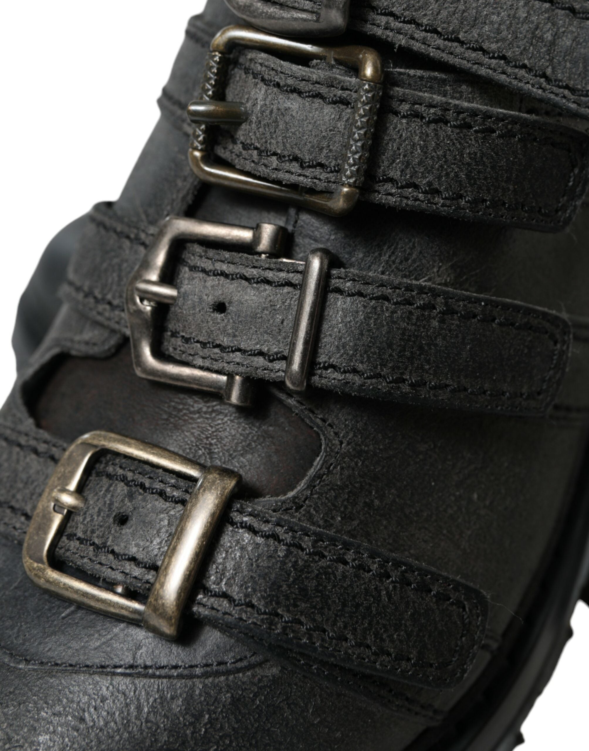 Dolce & Gabbana – Schwarze Lederstiefel mit Knöchelriemen