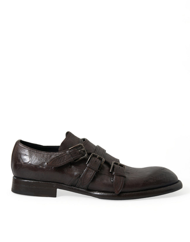 Dolce & Gabbana Zapatos de vestir formales con correa de cuero marrón