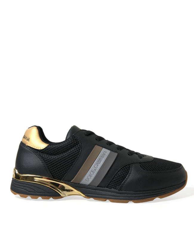 Dolce & Gabbana Elegant Low Top Leather Trainers - Black & Gold