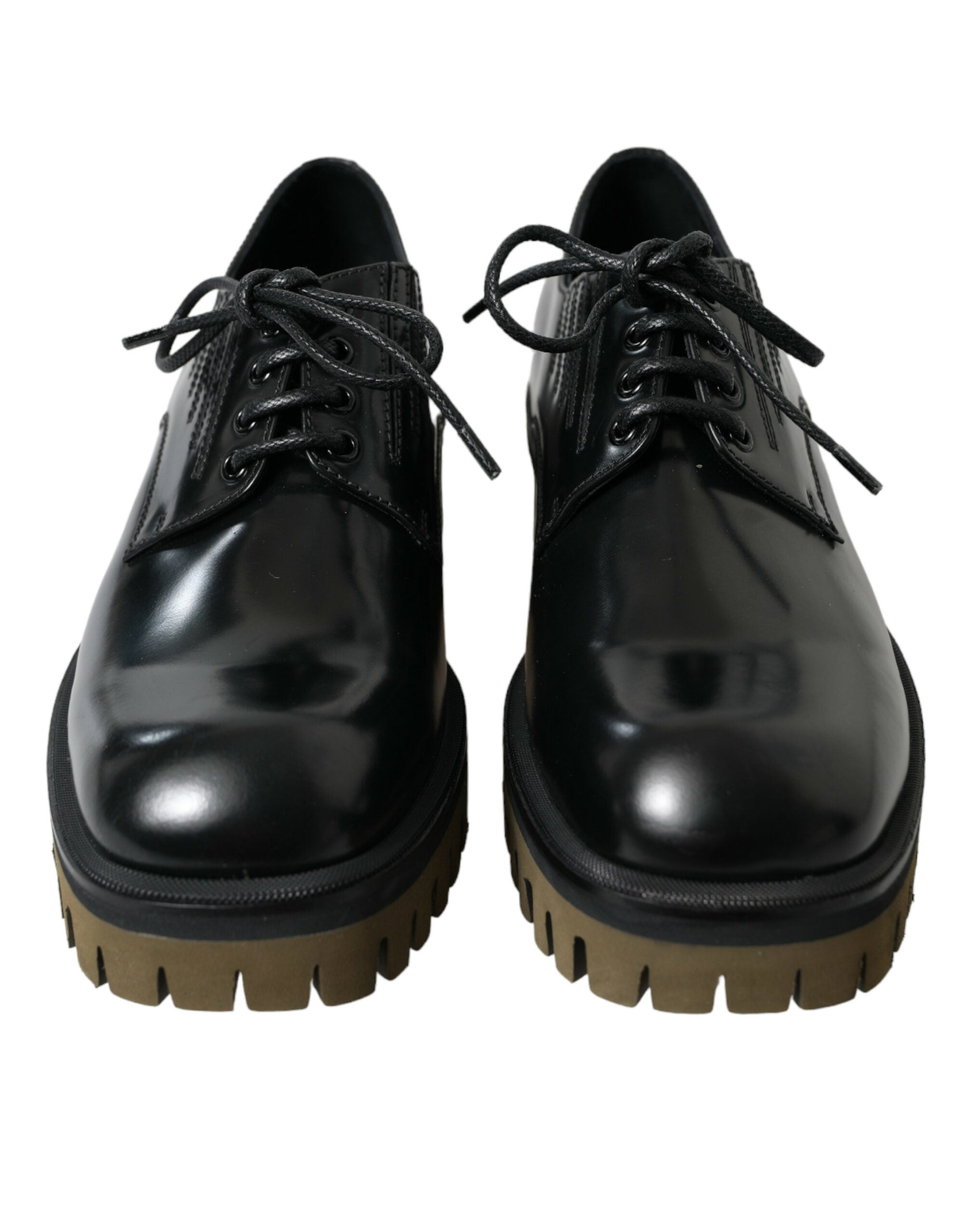 Dolce & Gabbana Zapatos de vestir Derby de cuero negro con cordones para hombre
