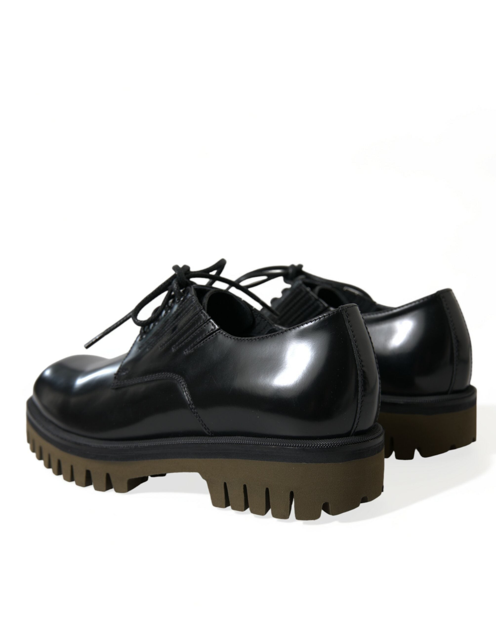 Dolce & Gabbana Zapatos de vestir Derby de cuero negro con cordones para hombre