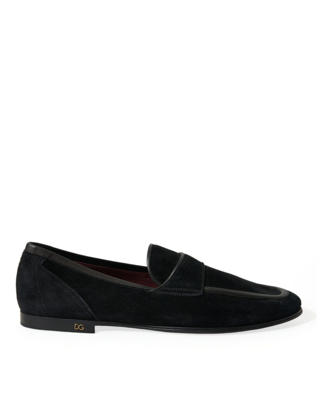 Dolce & Gabbana Zapatos de vestir mocasines sin cordones de terciopelo negro