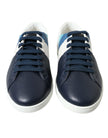 Dolce & Gabbana Elegant White and Blue Leather Sneakers