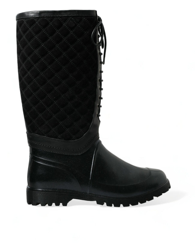 Dolce & Gabbana Botas de lluvia de ante de goma Chioggia negras Zapatos