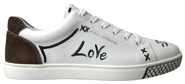Dolce & Gabbana Sleek White Leather Casual Sneakers