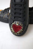 Dolce & Gabbana Elegant Portofino Leather Sneakers - Black Multicolor