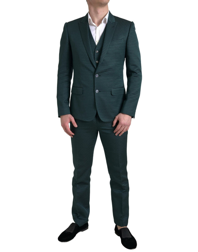 Dolce & Gabbana Emerald Elegance 3-teiliger Slim Fit-Anzug