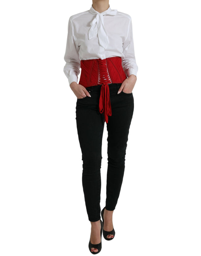 Dolce & Gabbana Corsé con tiras y cordones en la cintura con cinturón de seda rojo