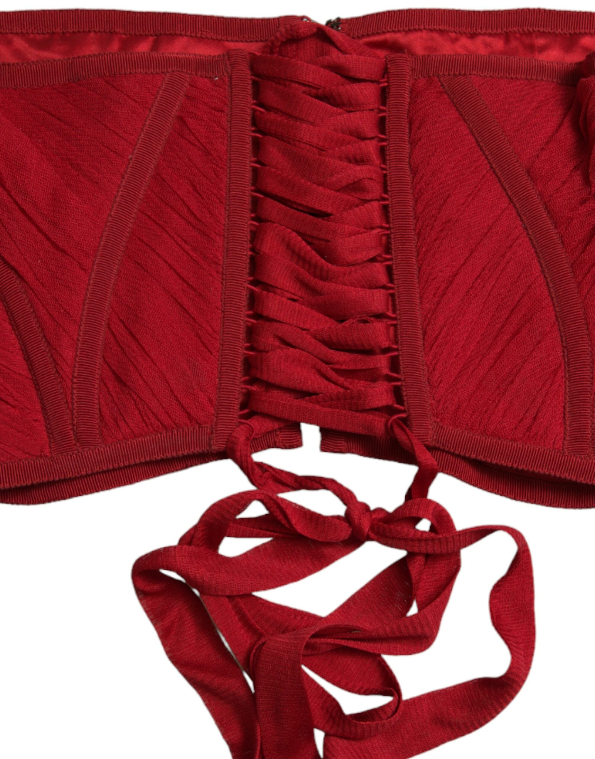 Dolce & Gabbana Silk Corset Waist Belt in Fiery Red
