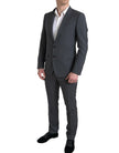 Dolce & Gabbana Eleganter grau karierter Slim Fit Anzug