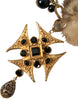 Dolce & Gabbana – Filigrane Halskette mit Lapin-Fell in Gold und schwarzen Kristallen