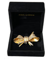 Dolce & Gabbana Goldfarbene Haarspange mit Schleife und Kristallen aus Messing für Damen