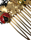 Dolce & Gabbana Gold Brass Crystal Lady Bug Women Hair Comb