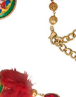 Dolce & Gabbana Torero-Taillengürtel aus goldenem Messing mit rotem Pelz und Kristallen