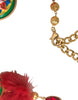 Dolce & Gabbana Gold Brass Red Fur Crystal Waist Torero Waist Belt