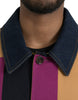 Dolce & Gabbana Multicolor Patchwork Cotton Collared Jacket